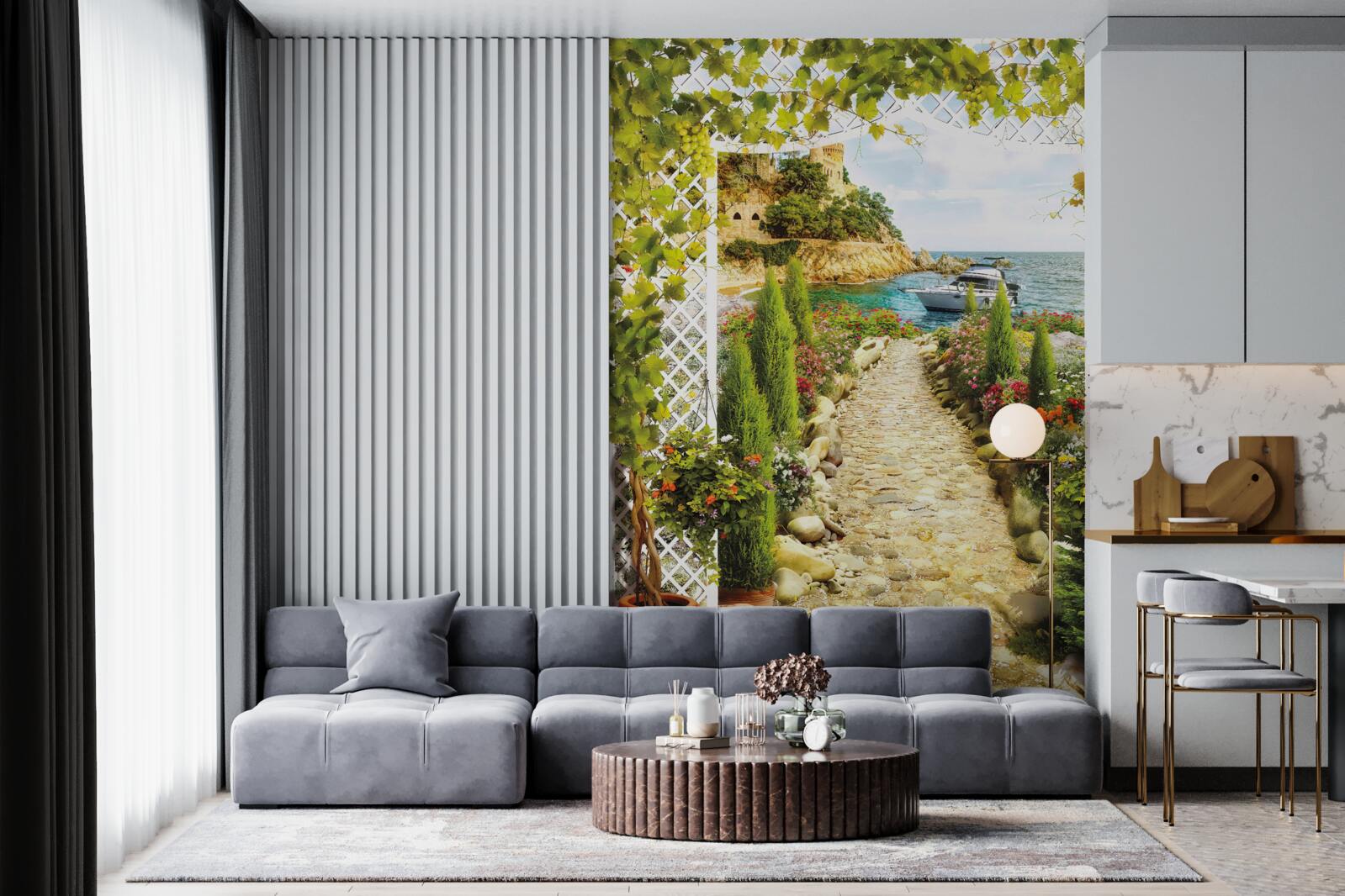 Papier peint le chemin vers la mer et le navire