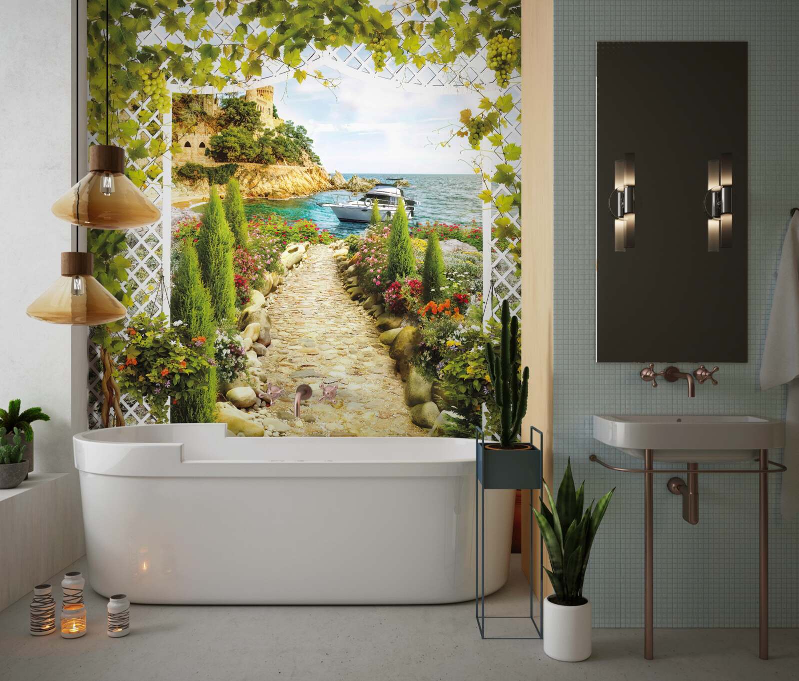 Papier peint le chemin vers la mer et le navire