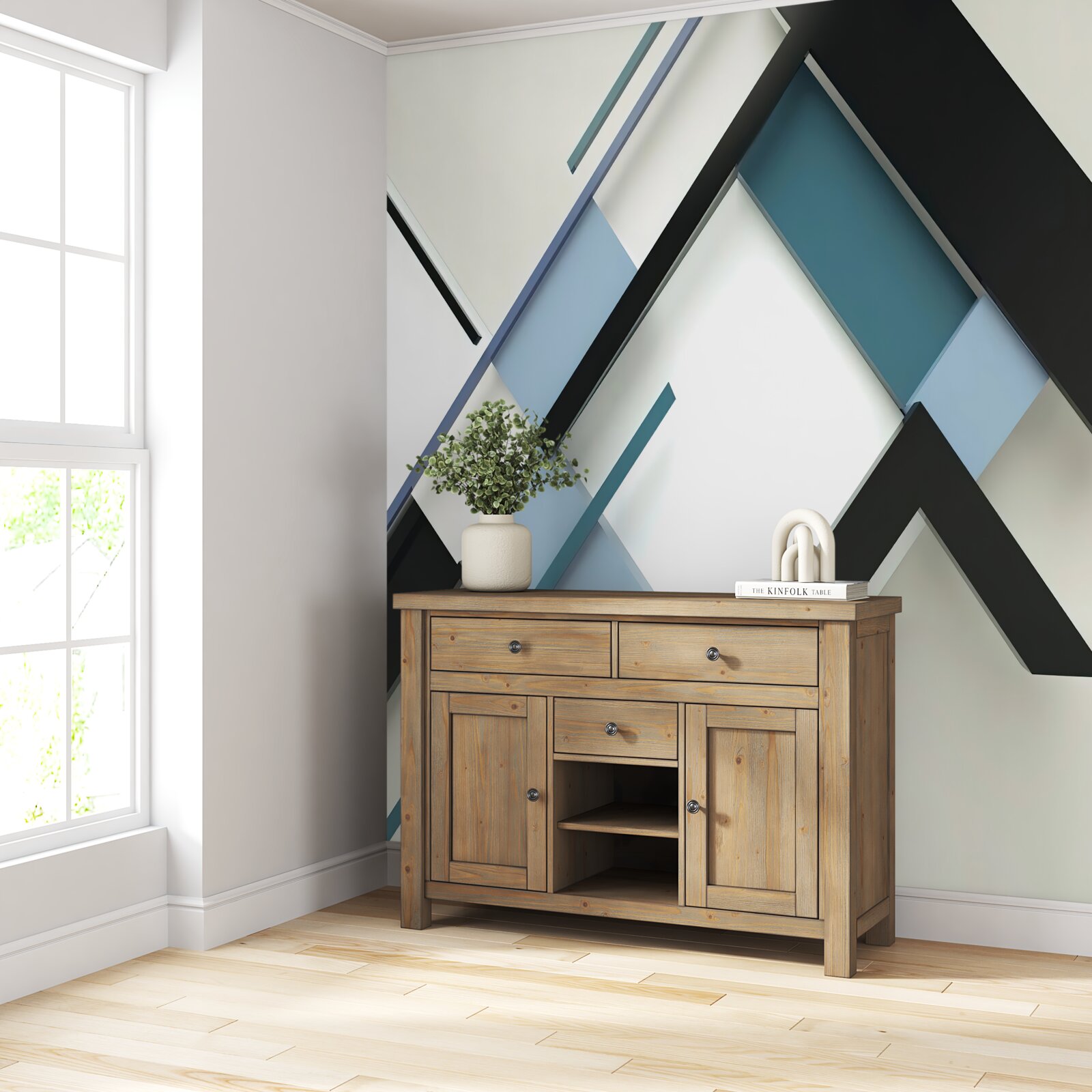 Papier peint lignes bleues et noires