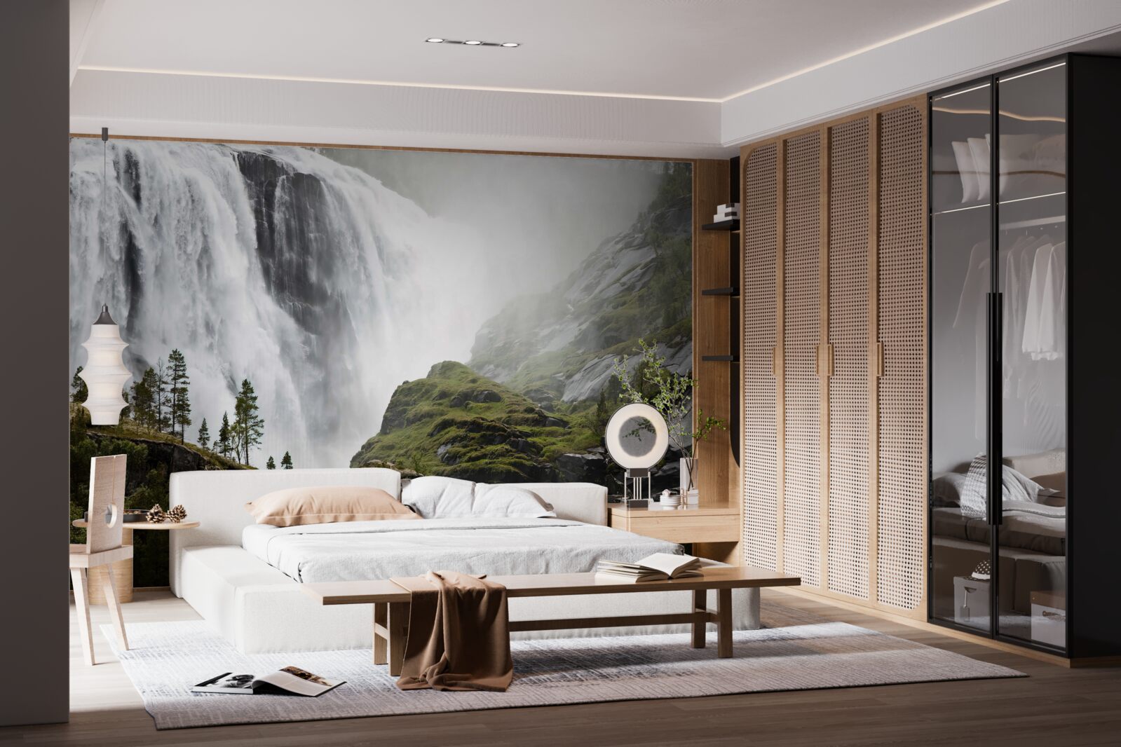 Papier peint majestueuse chute d'eau en cascade