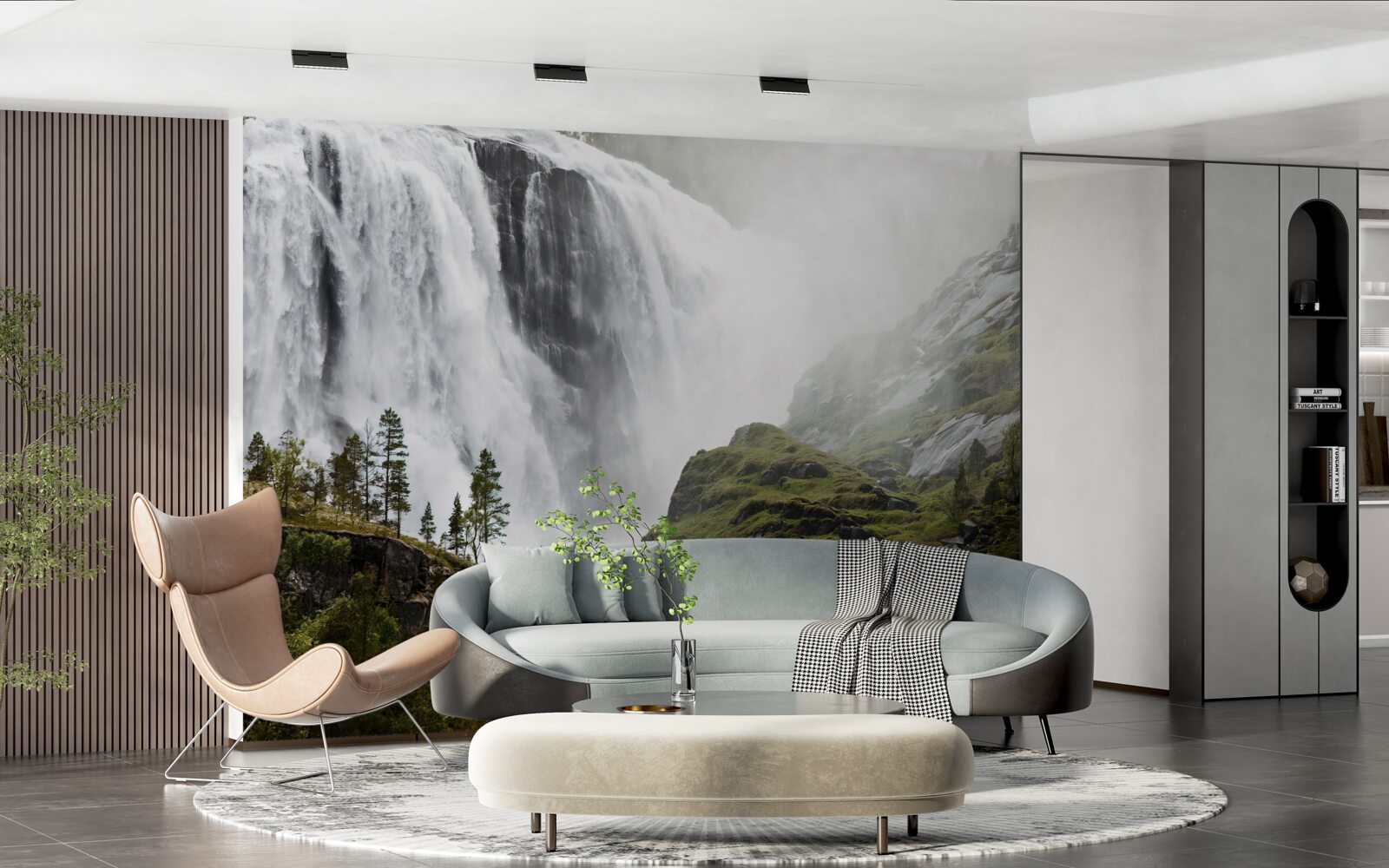 Papier peint majestueuse chute d'eau en cascade