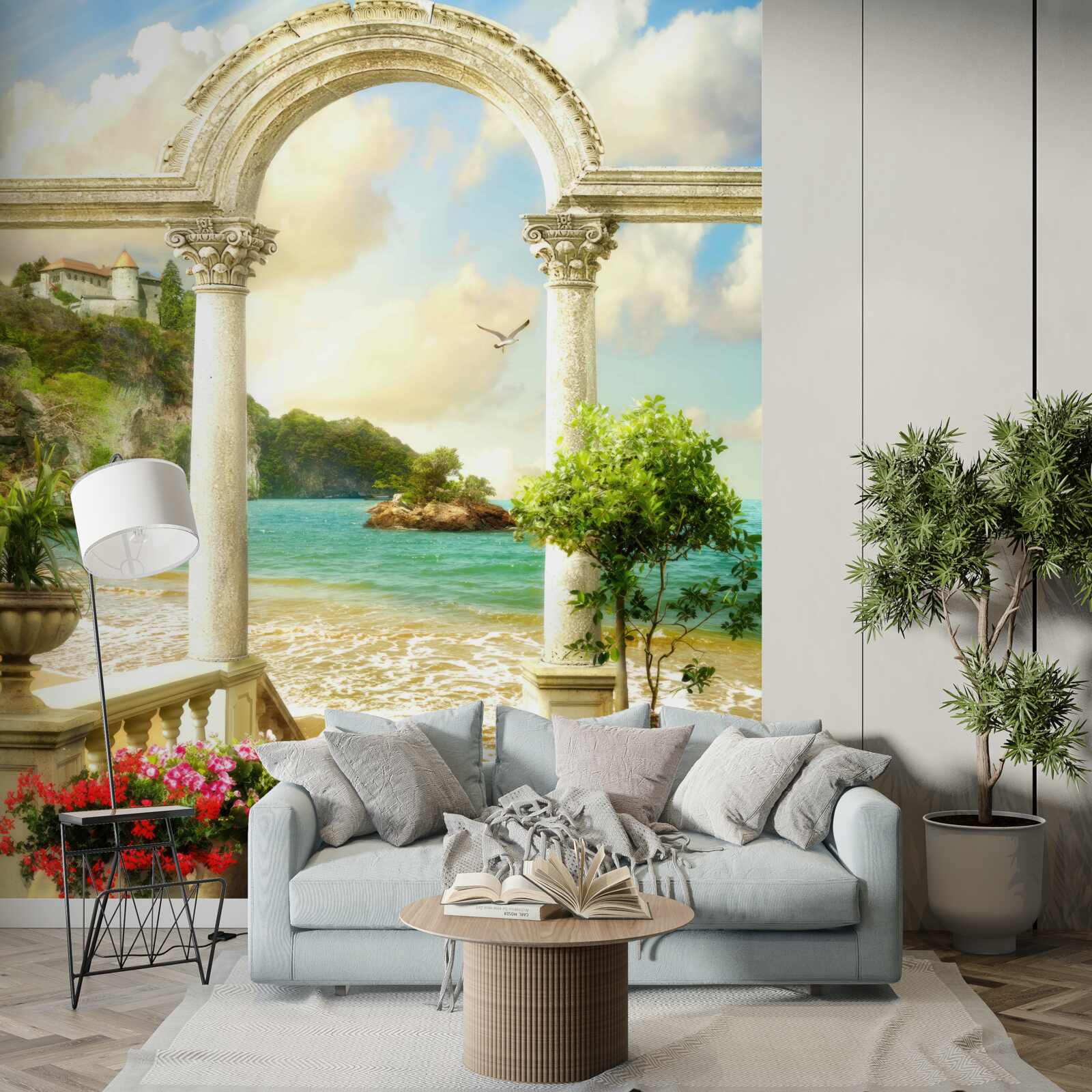 Papier peint pilier sur un rivage sablonneux