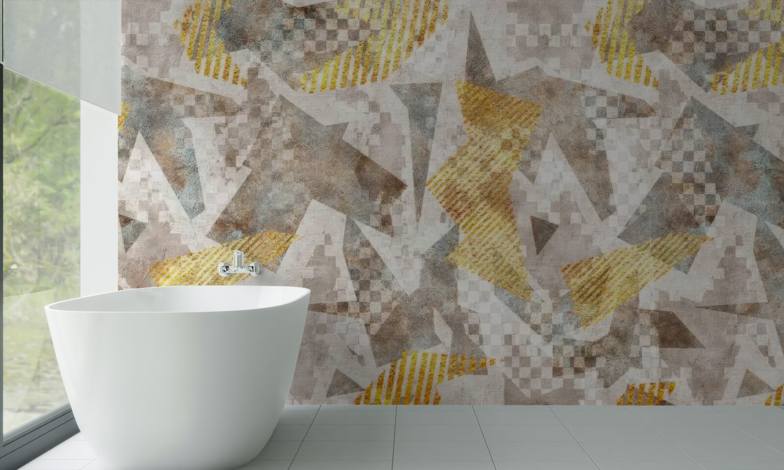 Papier peint des figures aux formes et couleurs abstraites