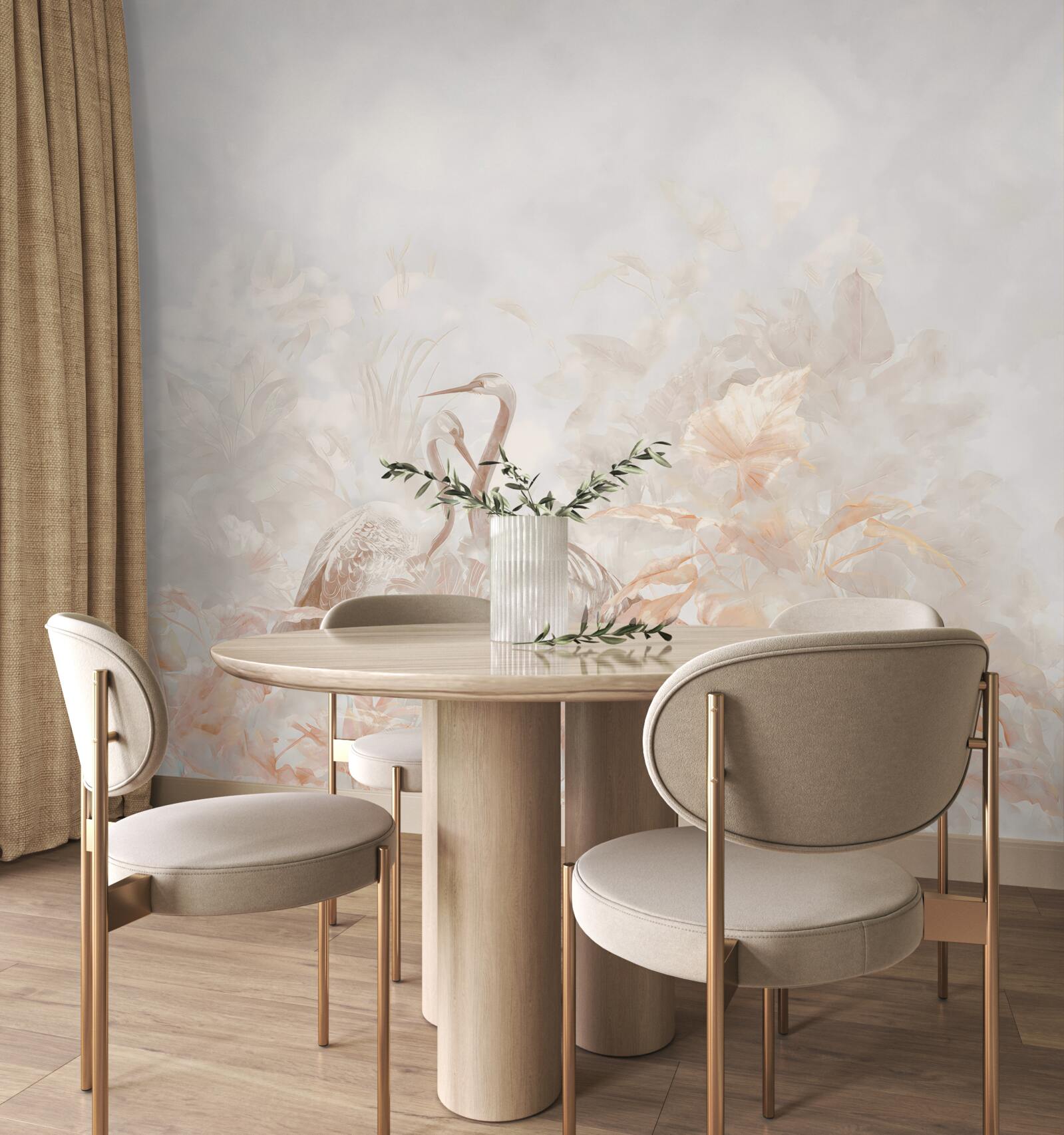 Papier peint deux oiseaux dans la verdure