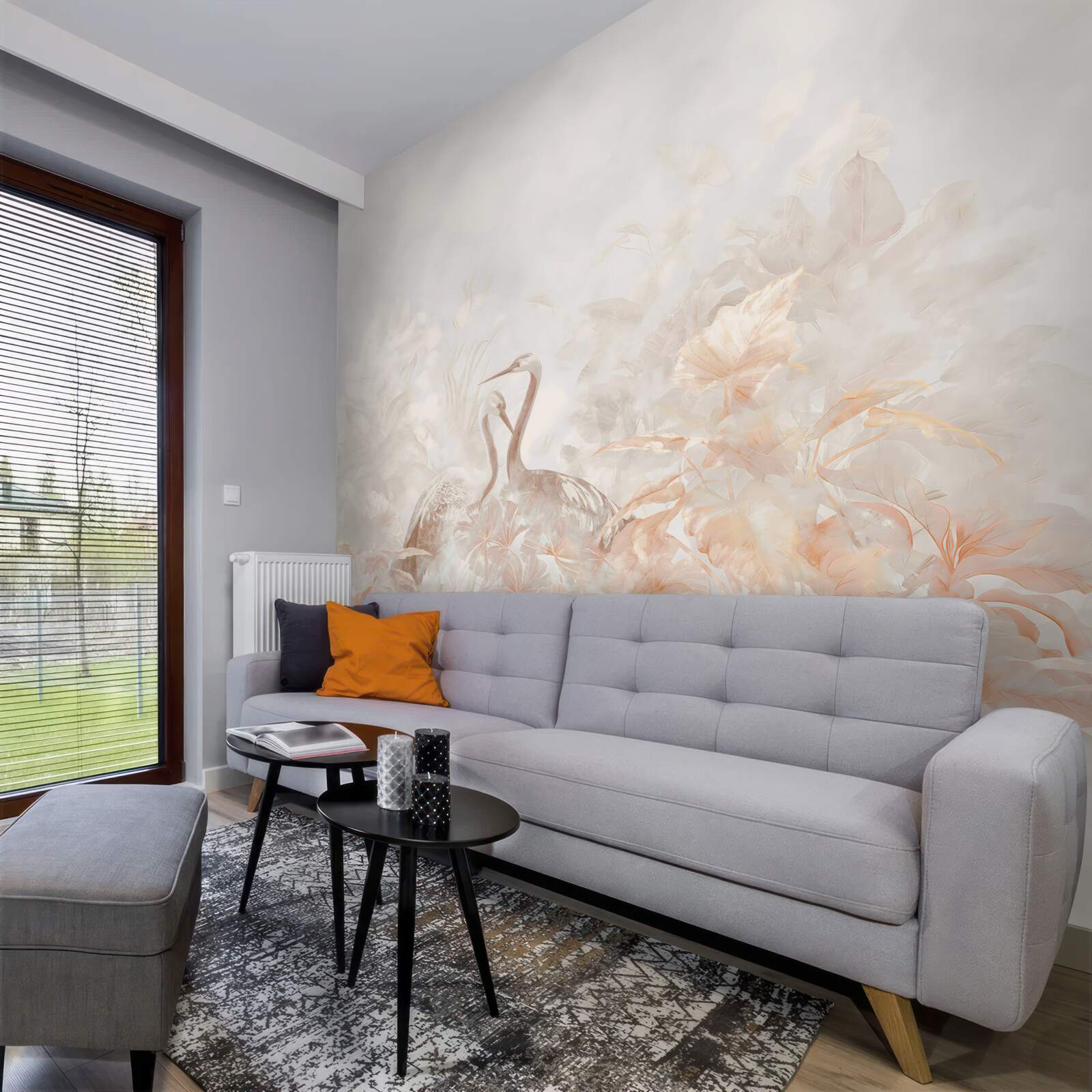 Papier peint deux oiseaux dans la verdure