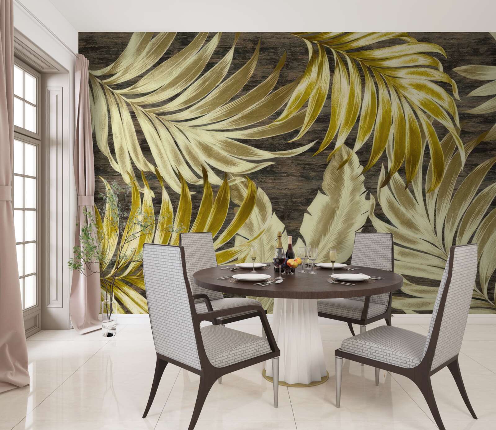 Papier peint grande feuille d'or