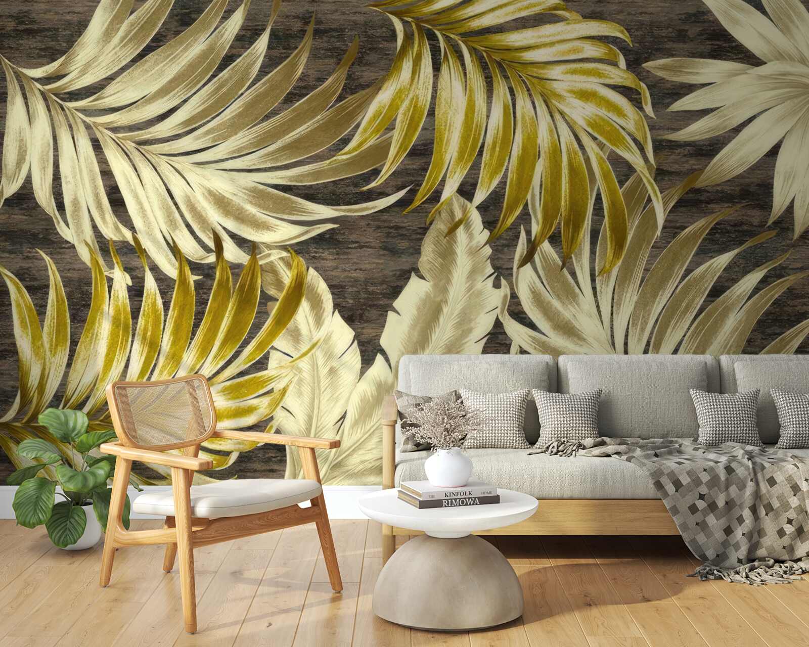 Papier peint grande feuille d'or