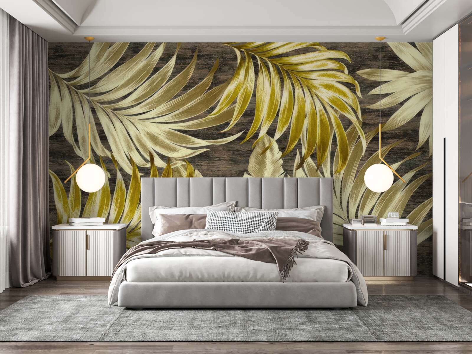 Papier peint grande feuille d'or