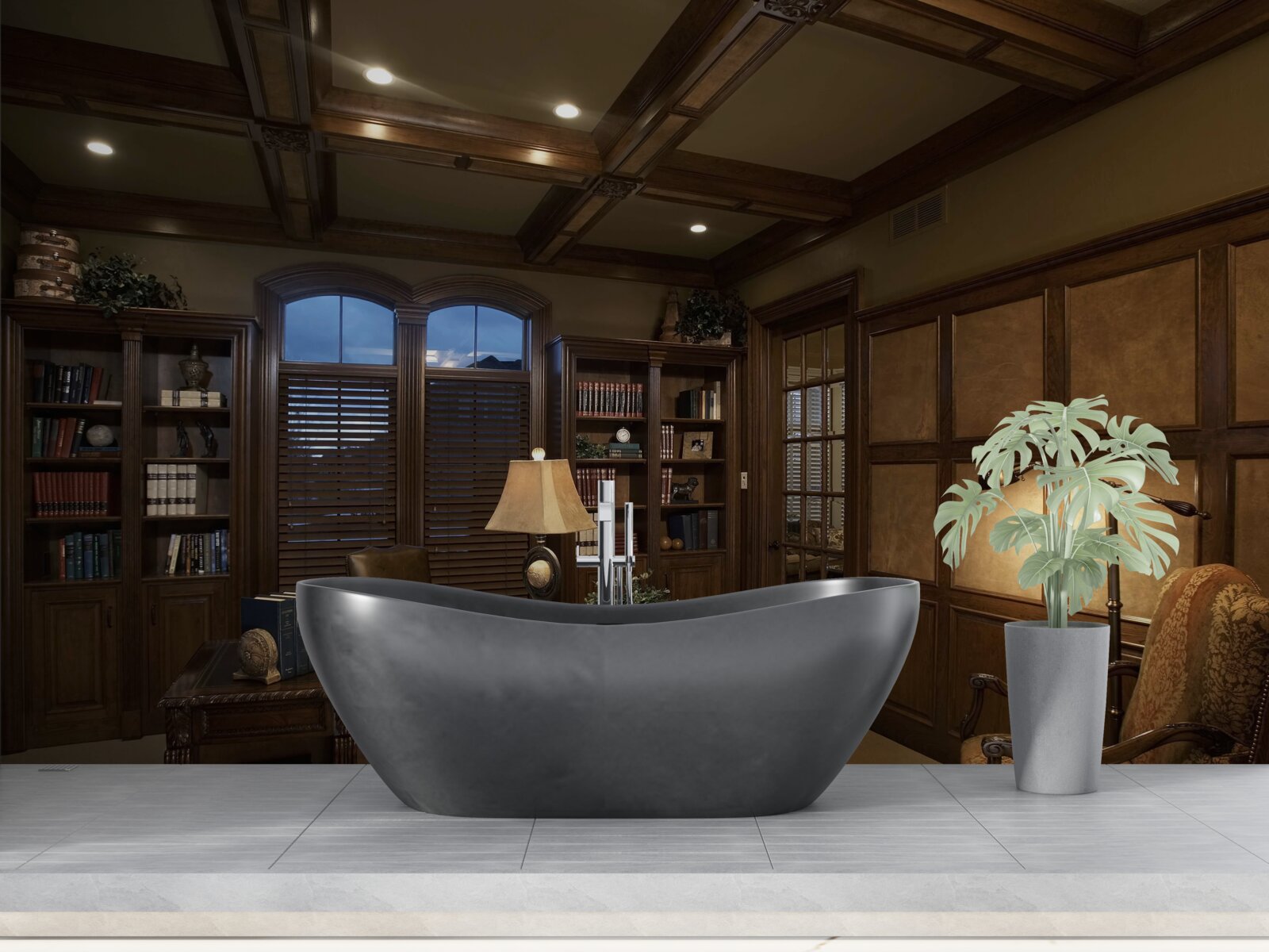 Papier peint bureau à domicile avec équipement