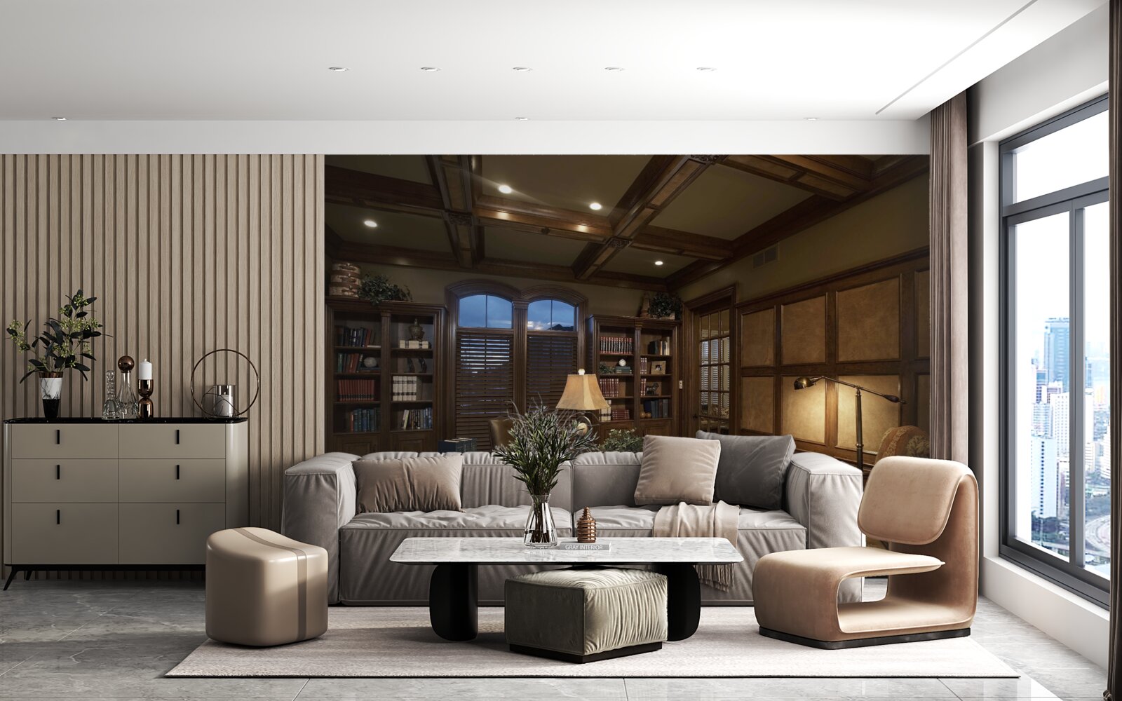 Papier peint bureau à domicile avec équipement