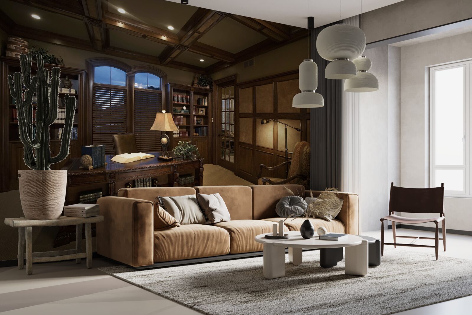 Papier peint bureau à domicile avec équipement