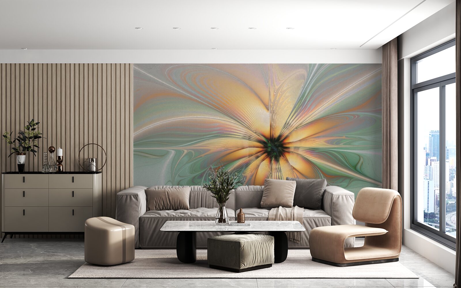 Papier peint les couleurs se sont répandues pour former une fleur