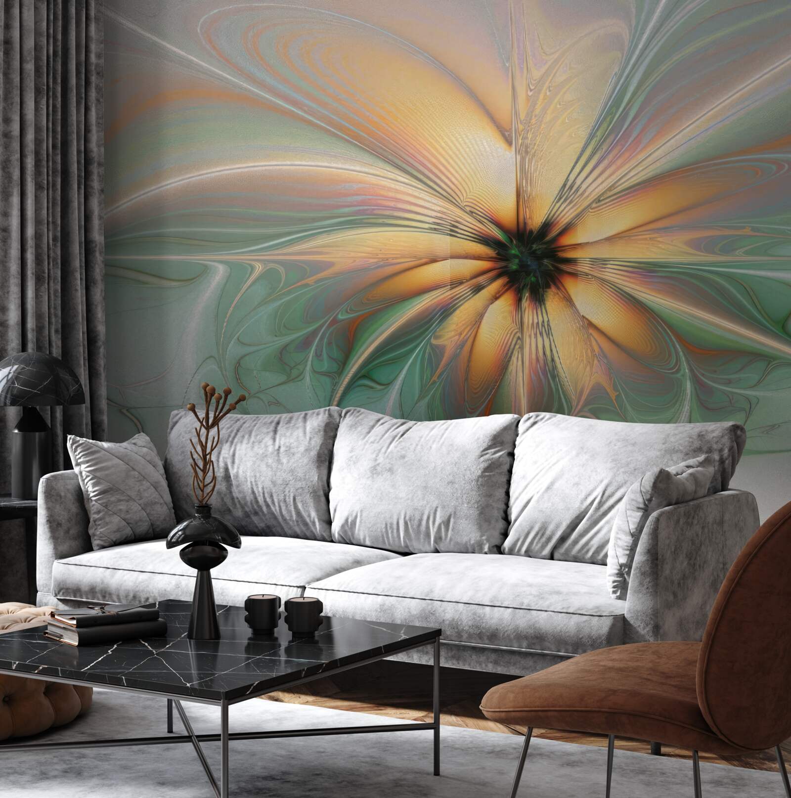 Papier peint les couleurs se sont répandues pour former une fleur