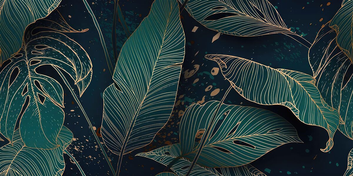 Papier peint grandes feuilles vertes