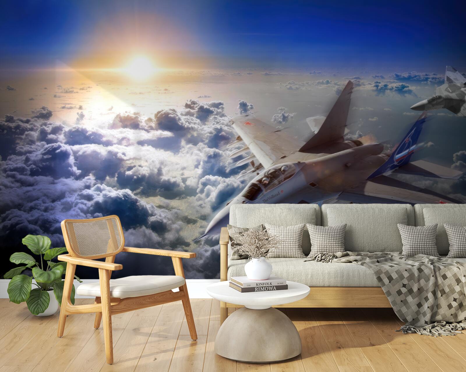 Papier peint les avions de chasse traversent les nuages