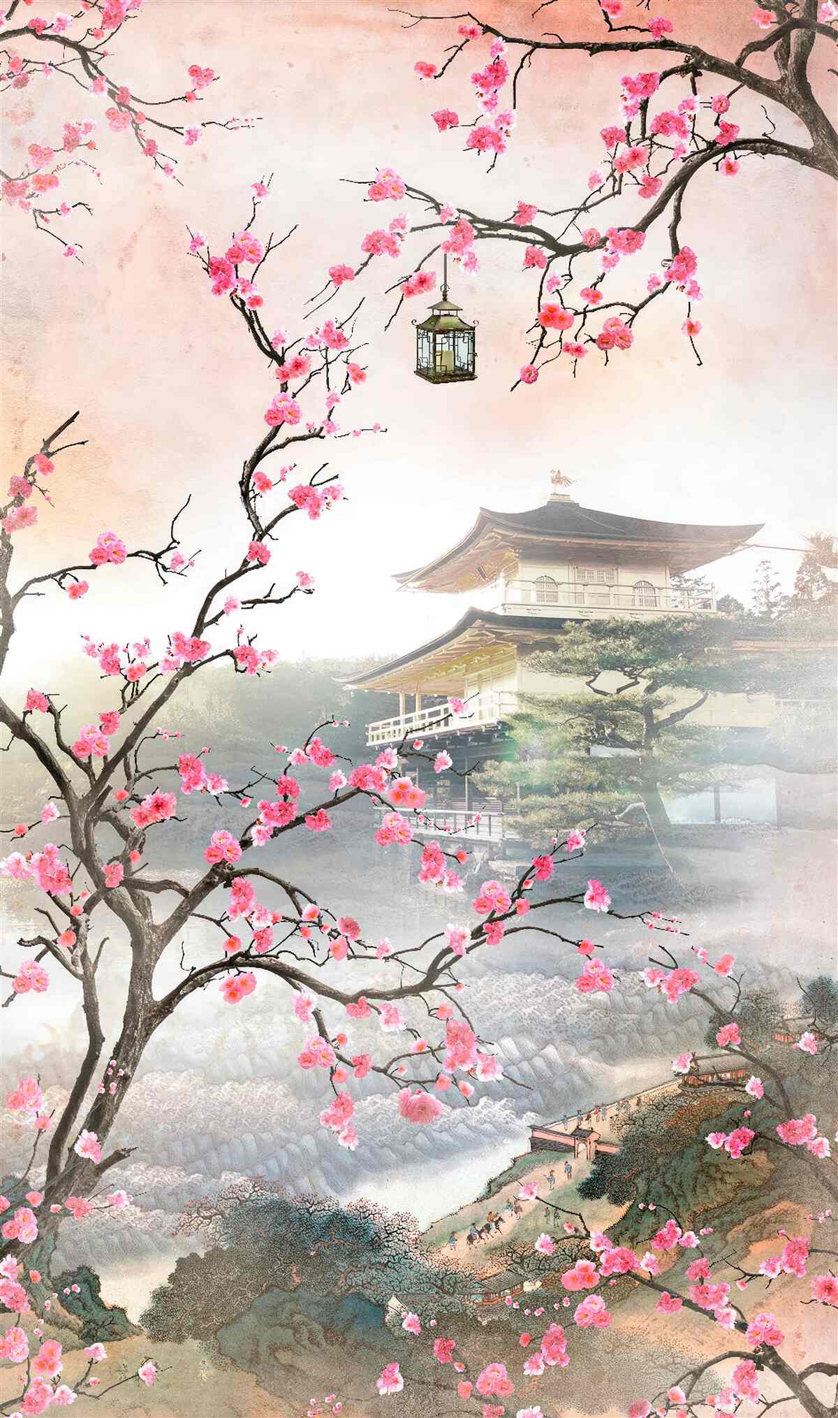 Papier peint la floraison des sakura dans un environnement urbain