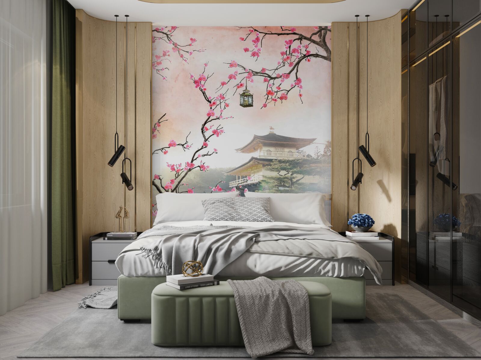 Papier peint la floraison des sakura dans un environnement urbain