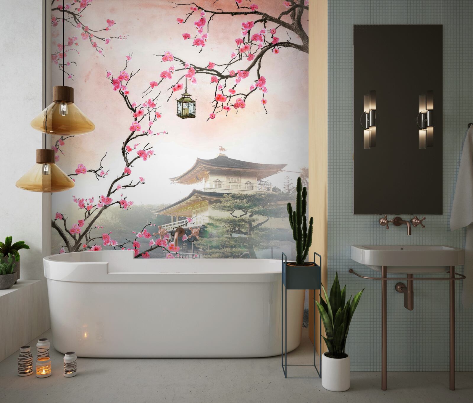 Papier peint la floraison des sakura dans un environnement urbain