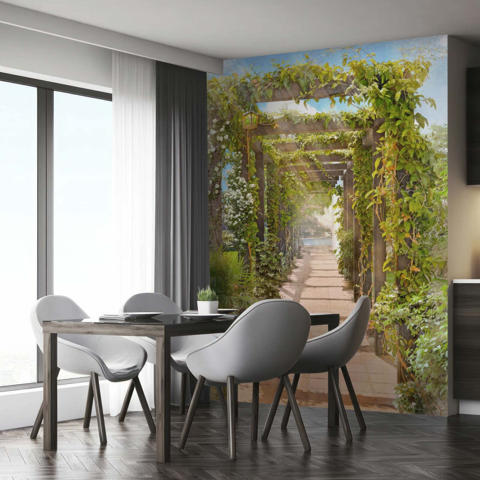 Papier peint traversant un vert enchevêtré