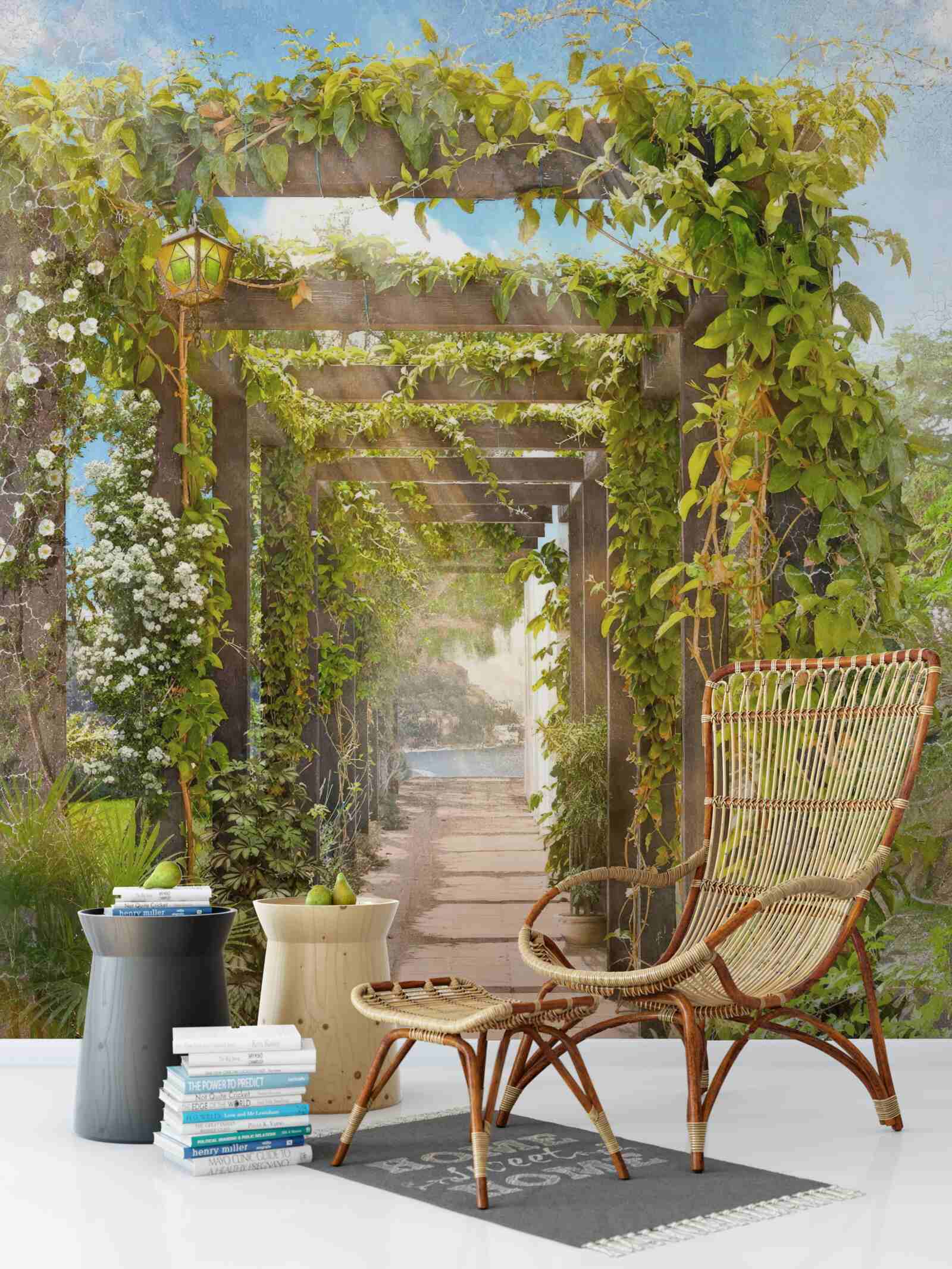 Papier peint traversant un vert enchevêtré