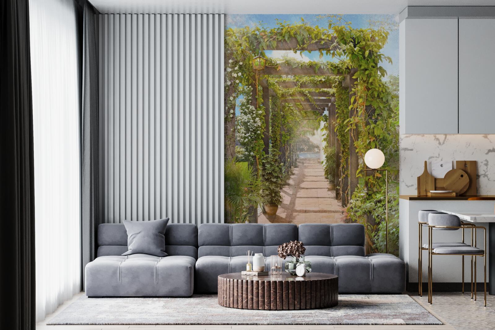 Papier peint traversant un vert enchevêtré