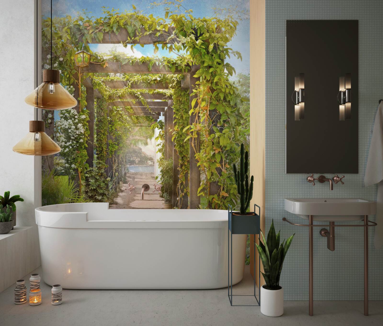 Papier peint traversant un vert enchevêtré