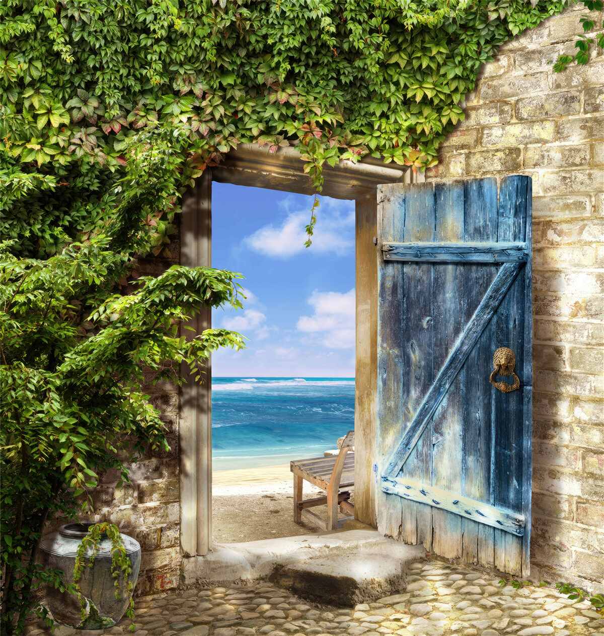 Papier peint maison confortable au bord de la mer