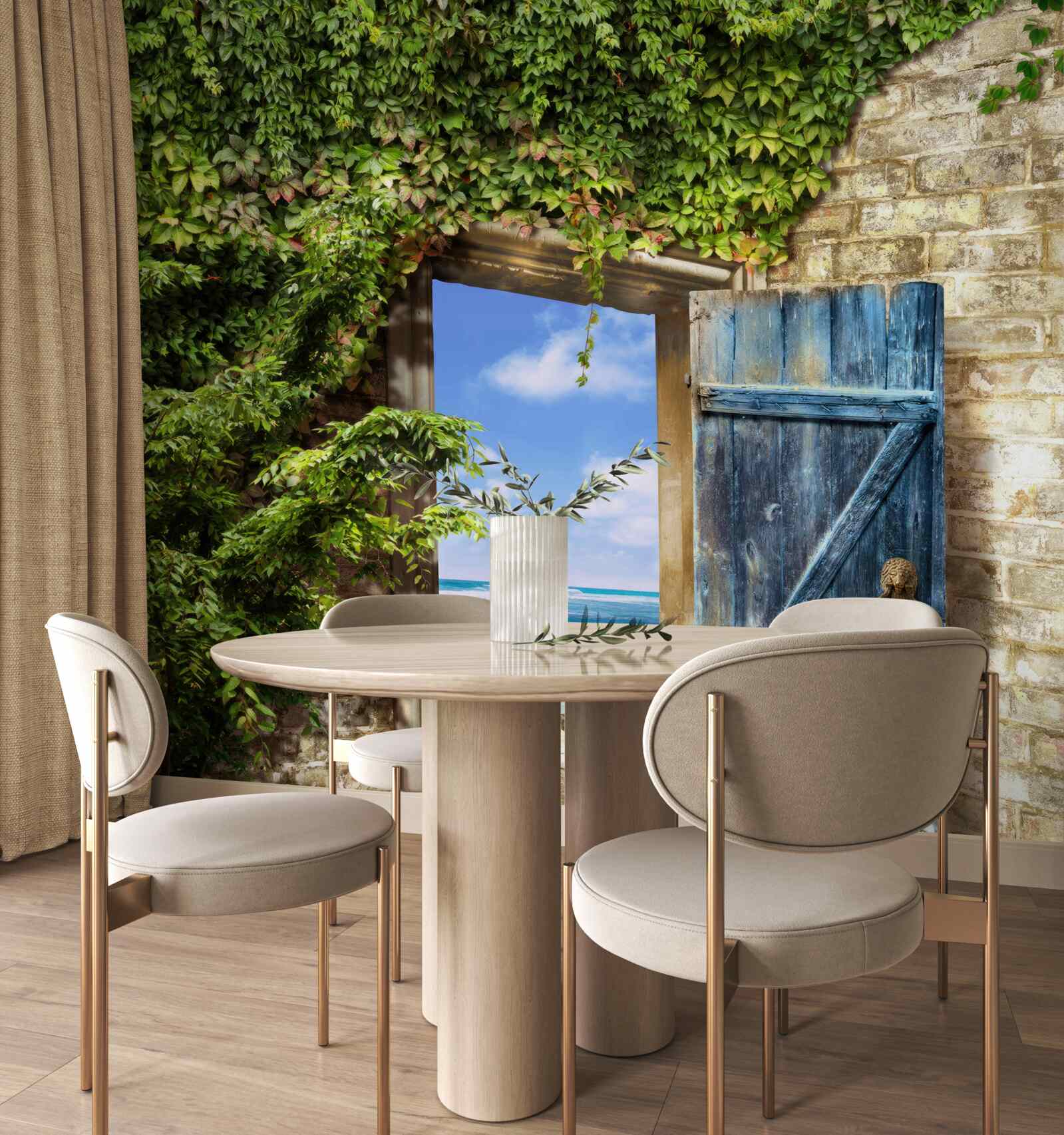 Papier peint maison confortable au bord de la mer