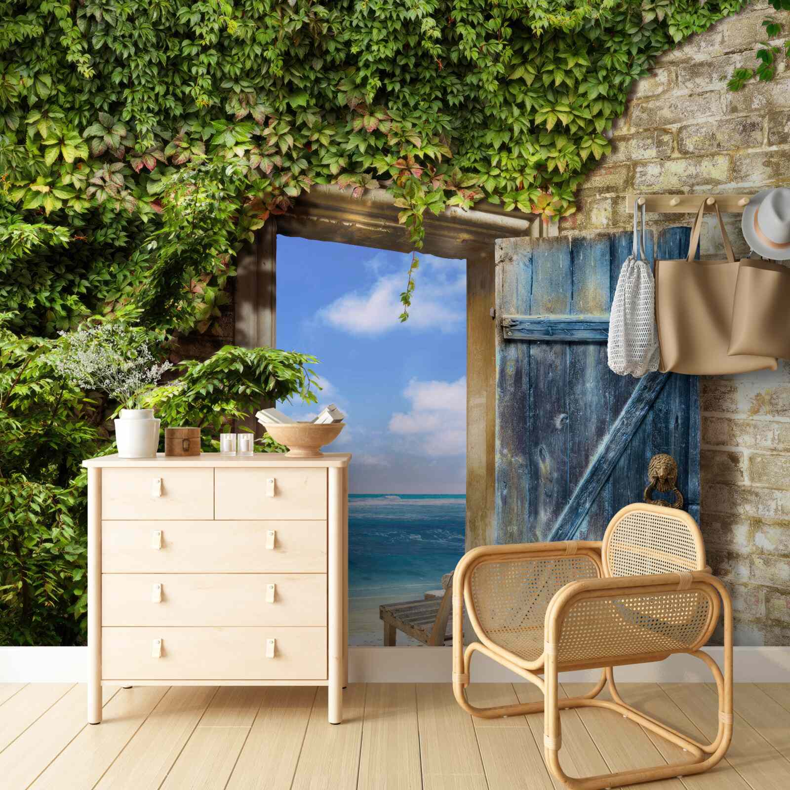 Papier peint maison confortable au bord de la mer