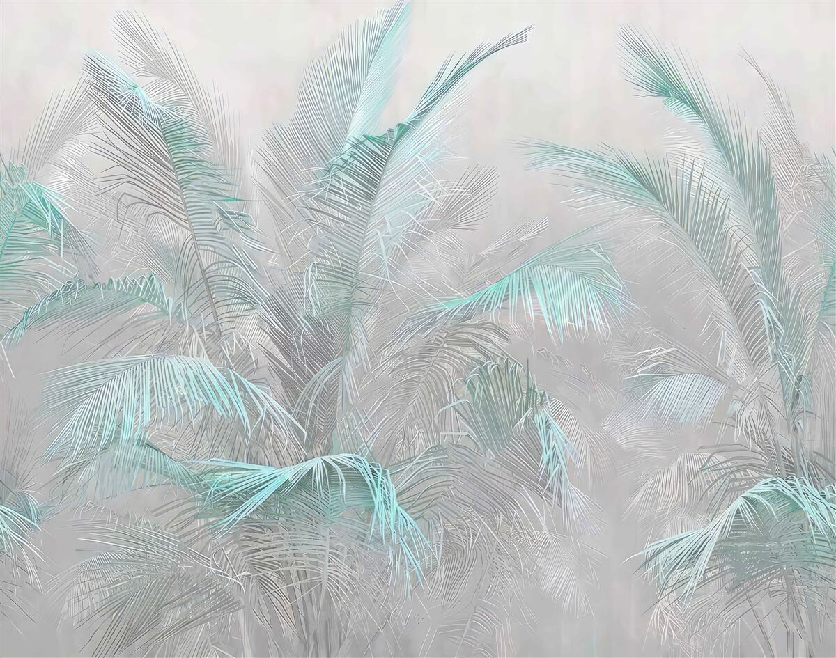 Papier peint brume enveloppant les feuilles