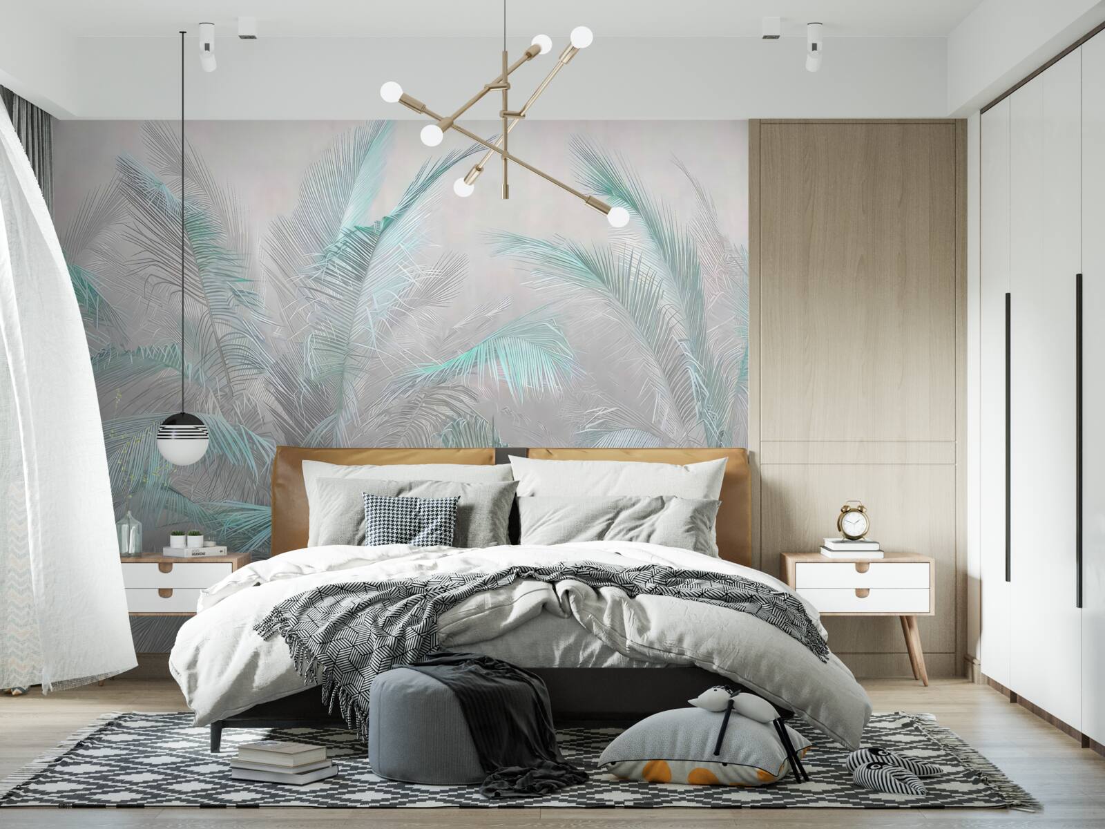 Papier peint brume enveloppant les feuilles