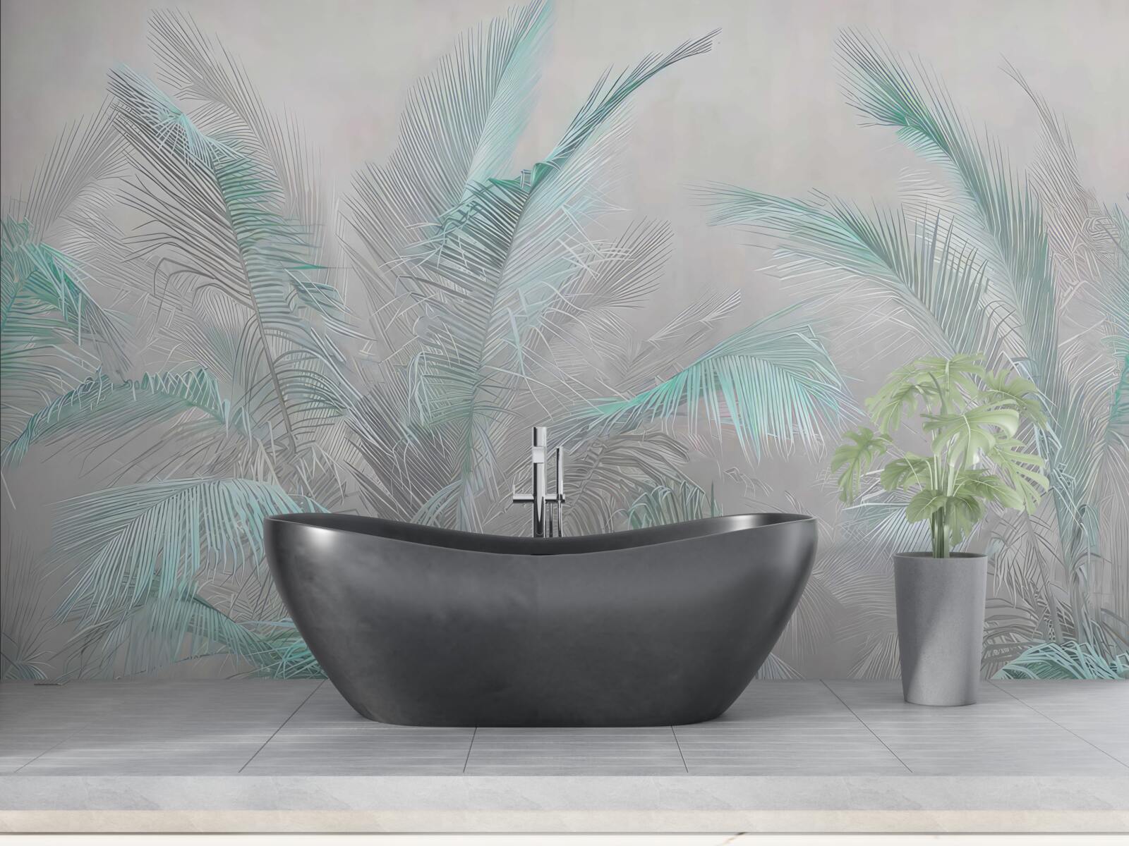 Papier peint brume enveloppant les feuilles