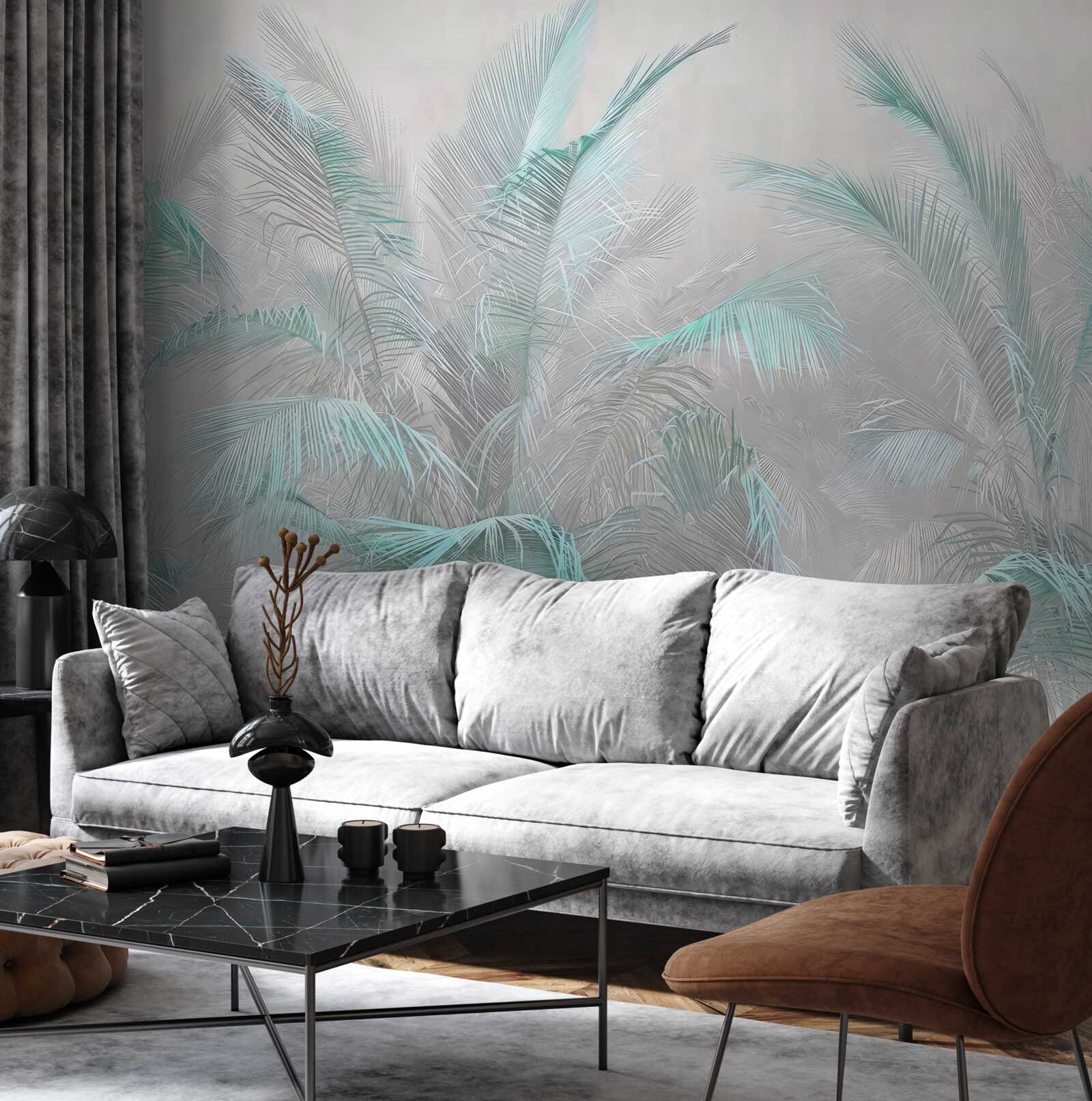 Papier peint brume enveloppant les feuilles