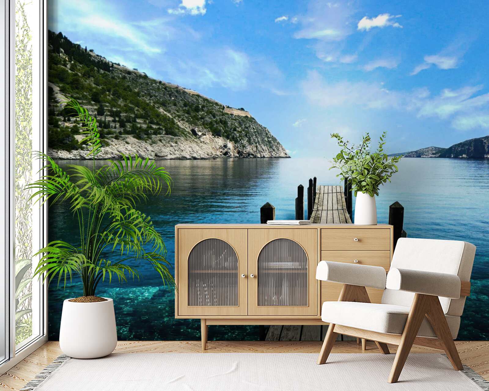 Papier peint passage menant à l'eau