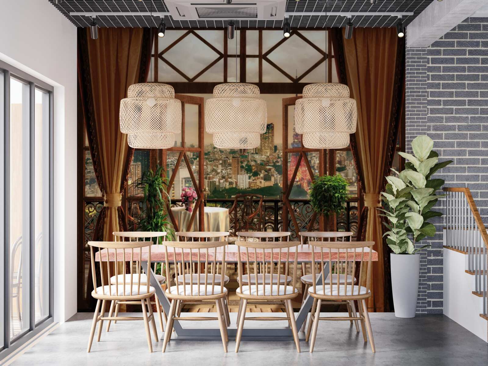 Papier peint vue impressionnante sur la ville depuis le balcon