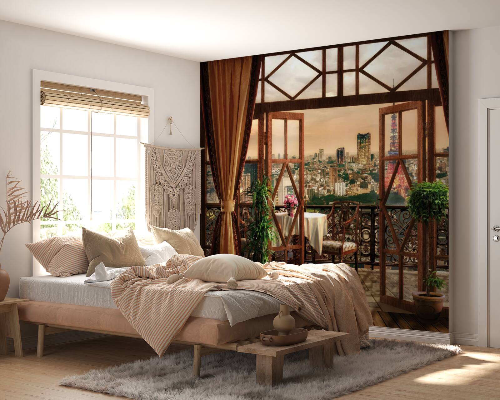 Papier peint vue impressionnante sur la ville depuis le balcon