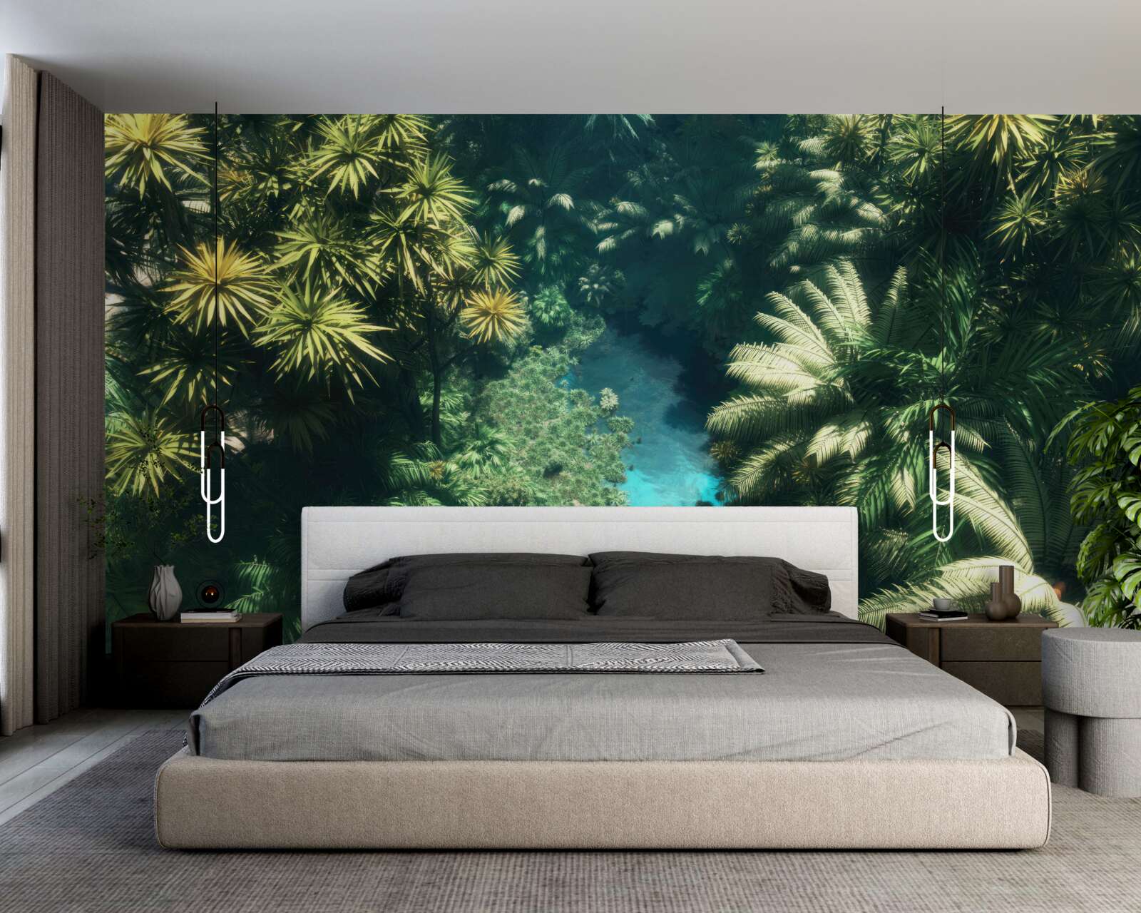 Papier peint vue panoramique du feuillage et de la surface de l'eau vue d'en haut