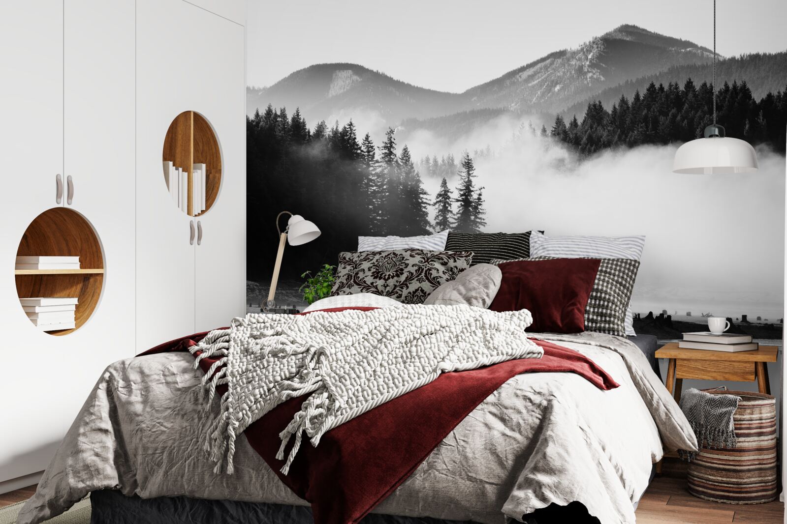 Papier peint sommets enneigés voilés de brume