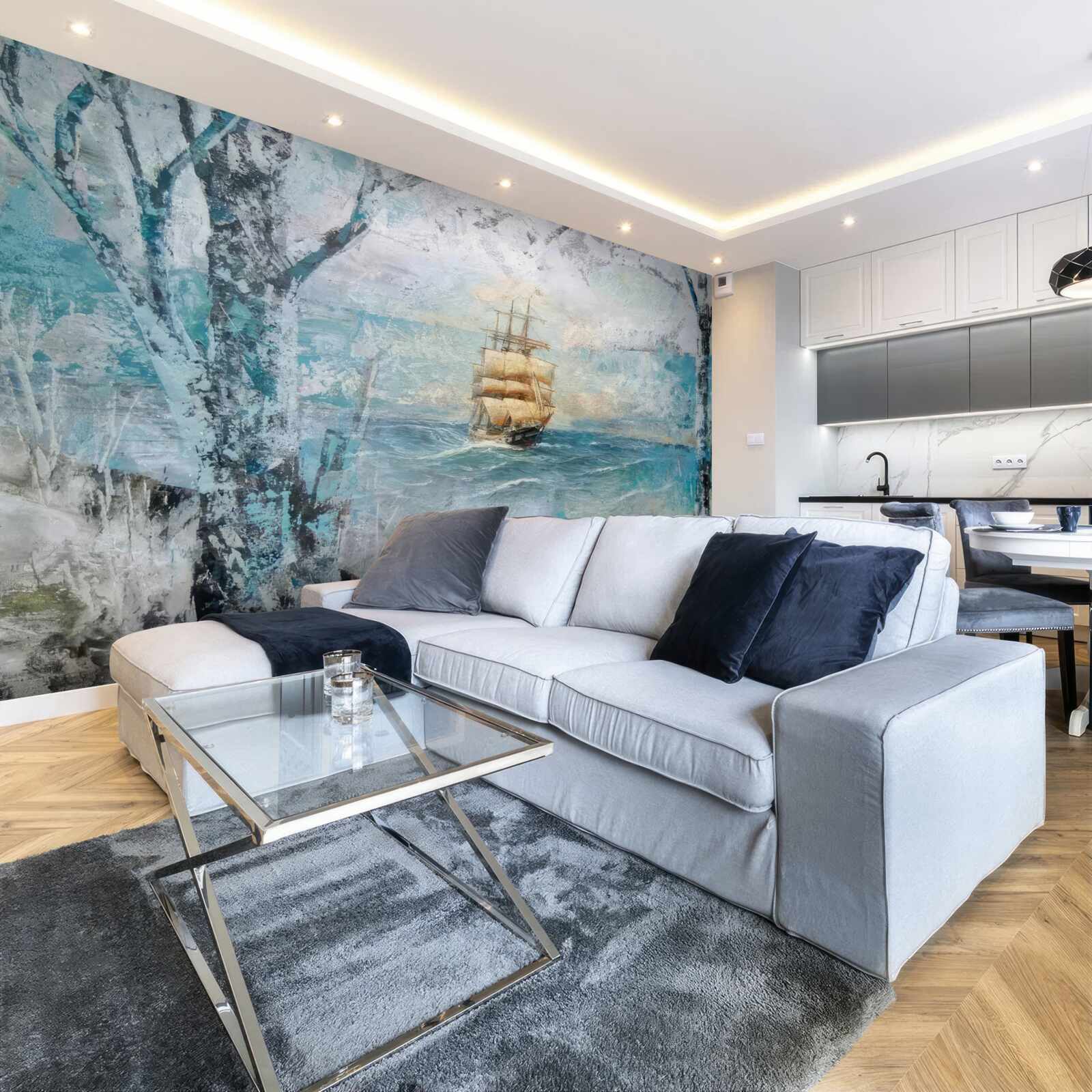 Papier peint image d'un navire en train de naviguer sur l'océan