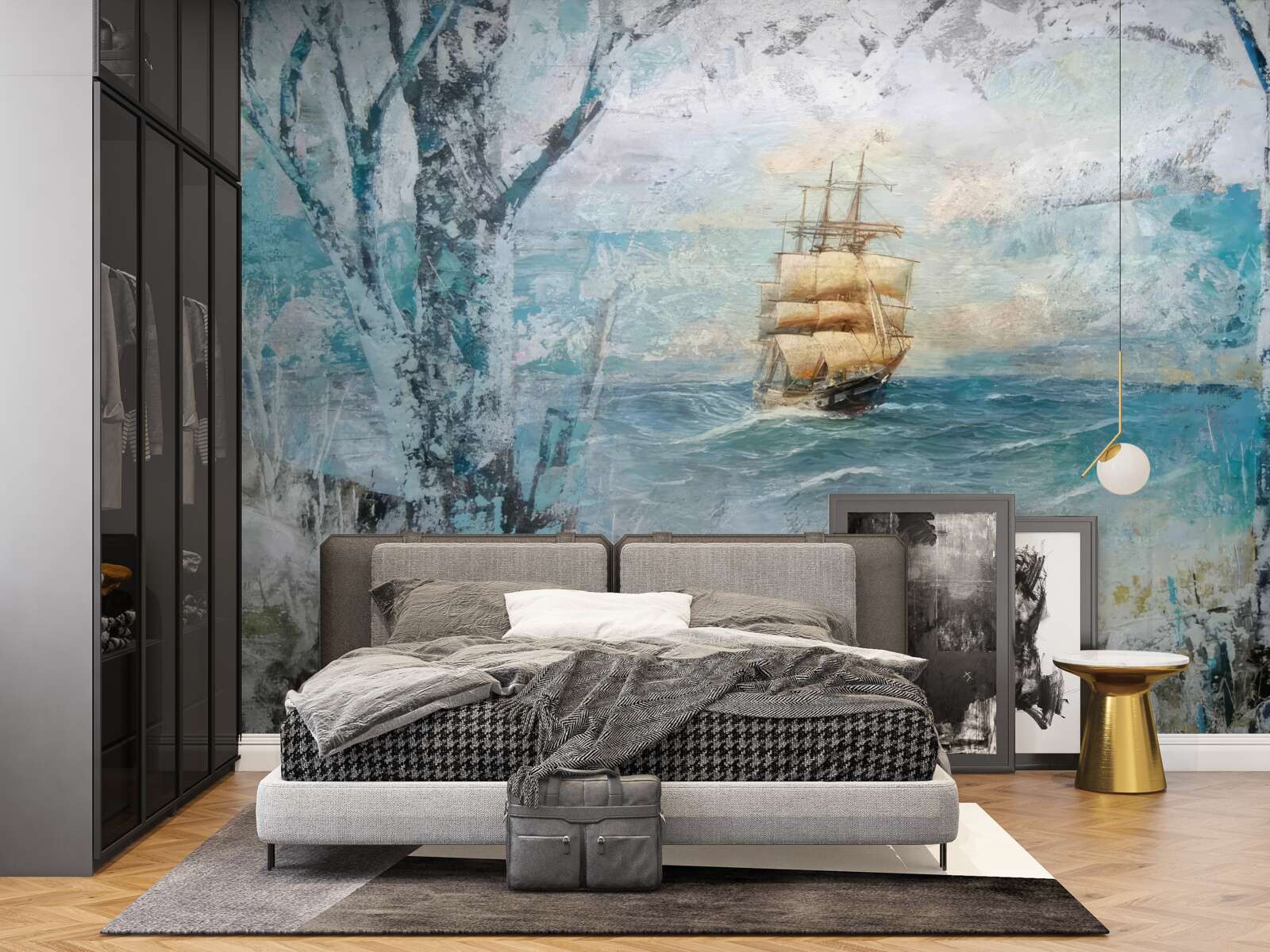 Papier peint image d'un navire en train de naviguer sur l'océan