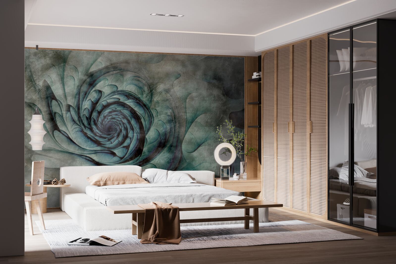 Papier peint coups de pinceau créant l'image d'une fleur