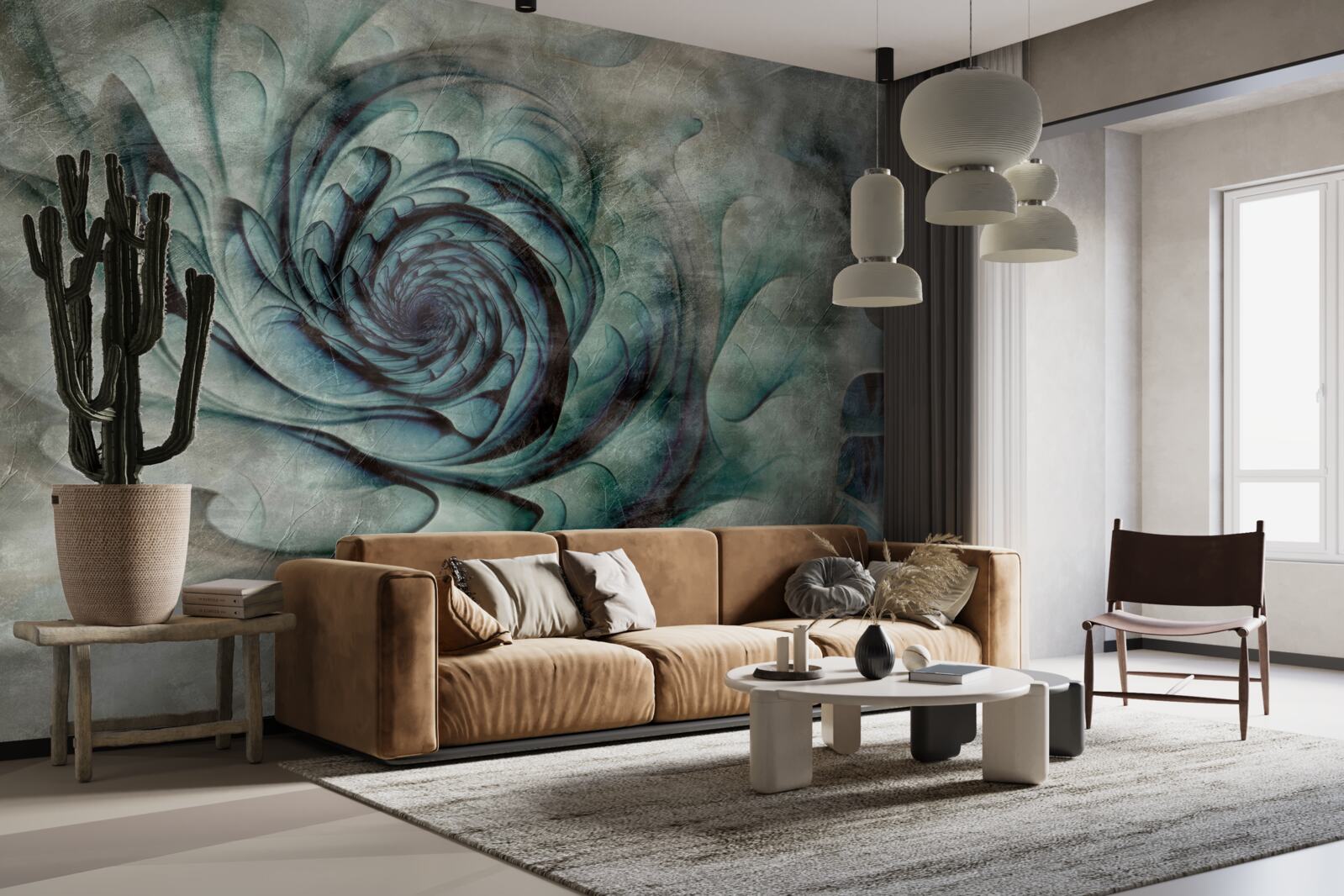 Papier peint coups de pinceau créant l'image d'une fleur