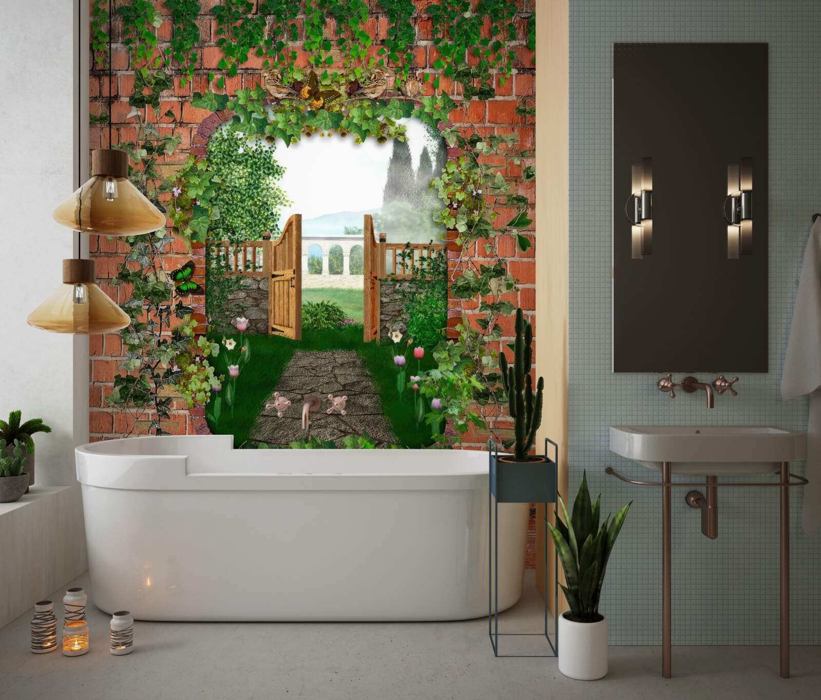 Papier peint un trou dans le mur qui ouvre la voie à un monde secret