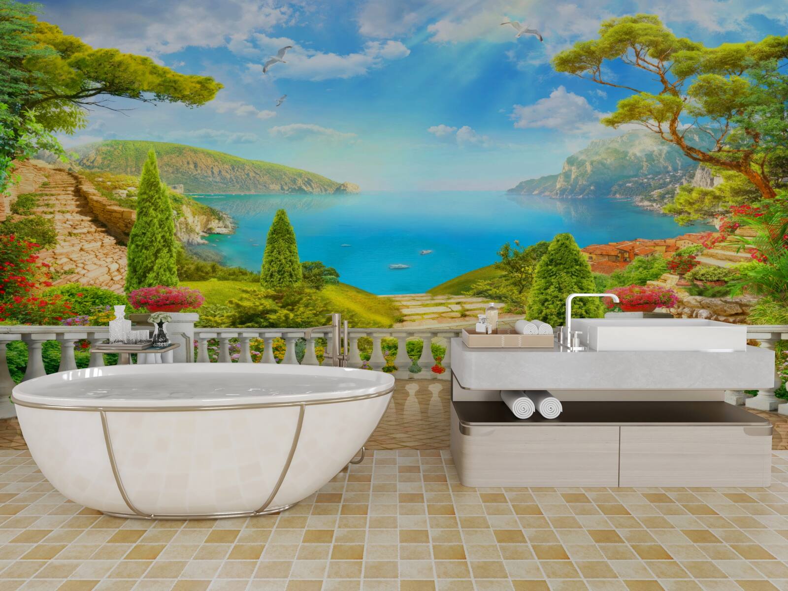 Papier peint paysage captivant depuis le pont d'observation