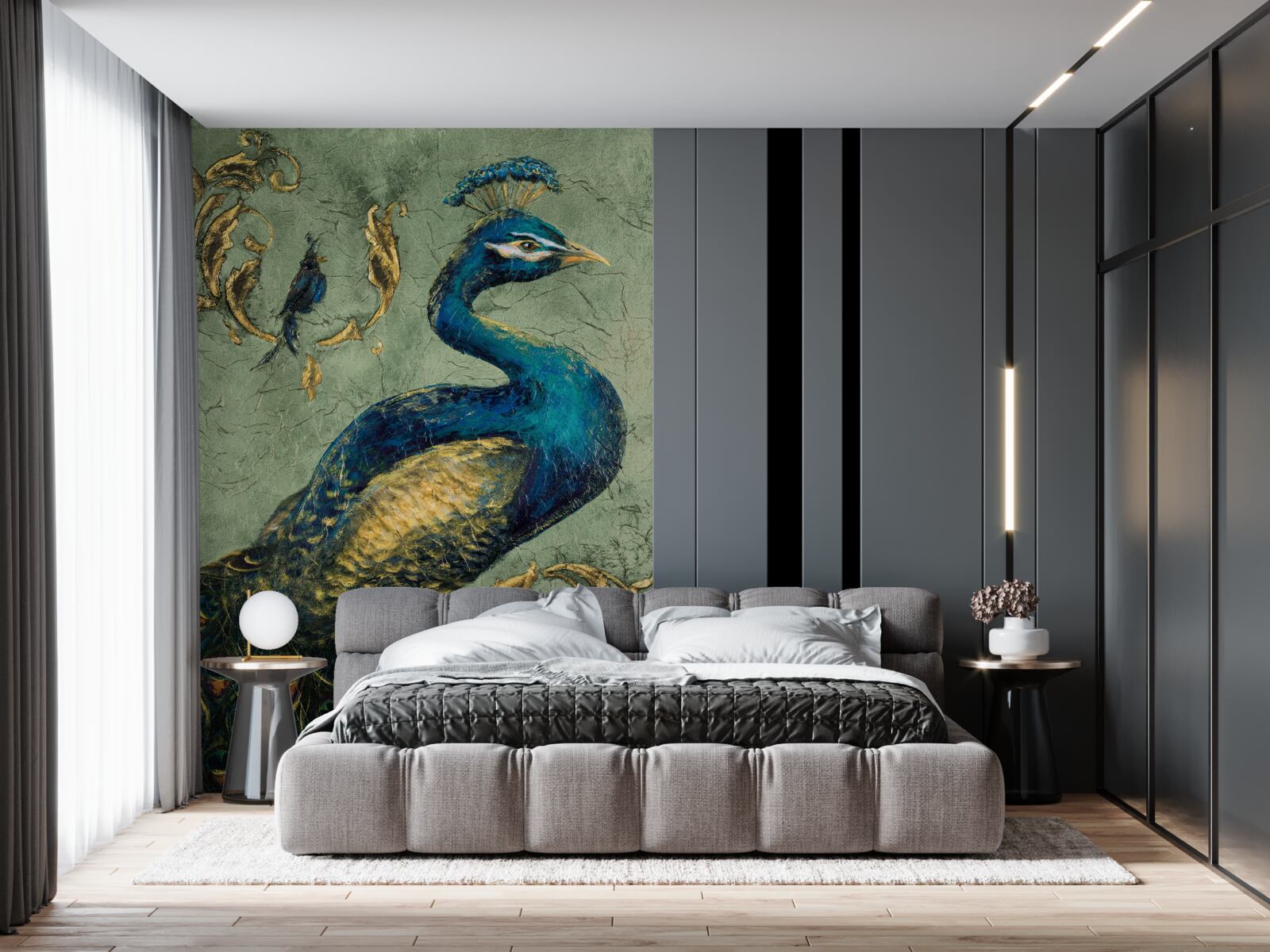 Papier peint paon d'une beauté étonnante