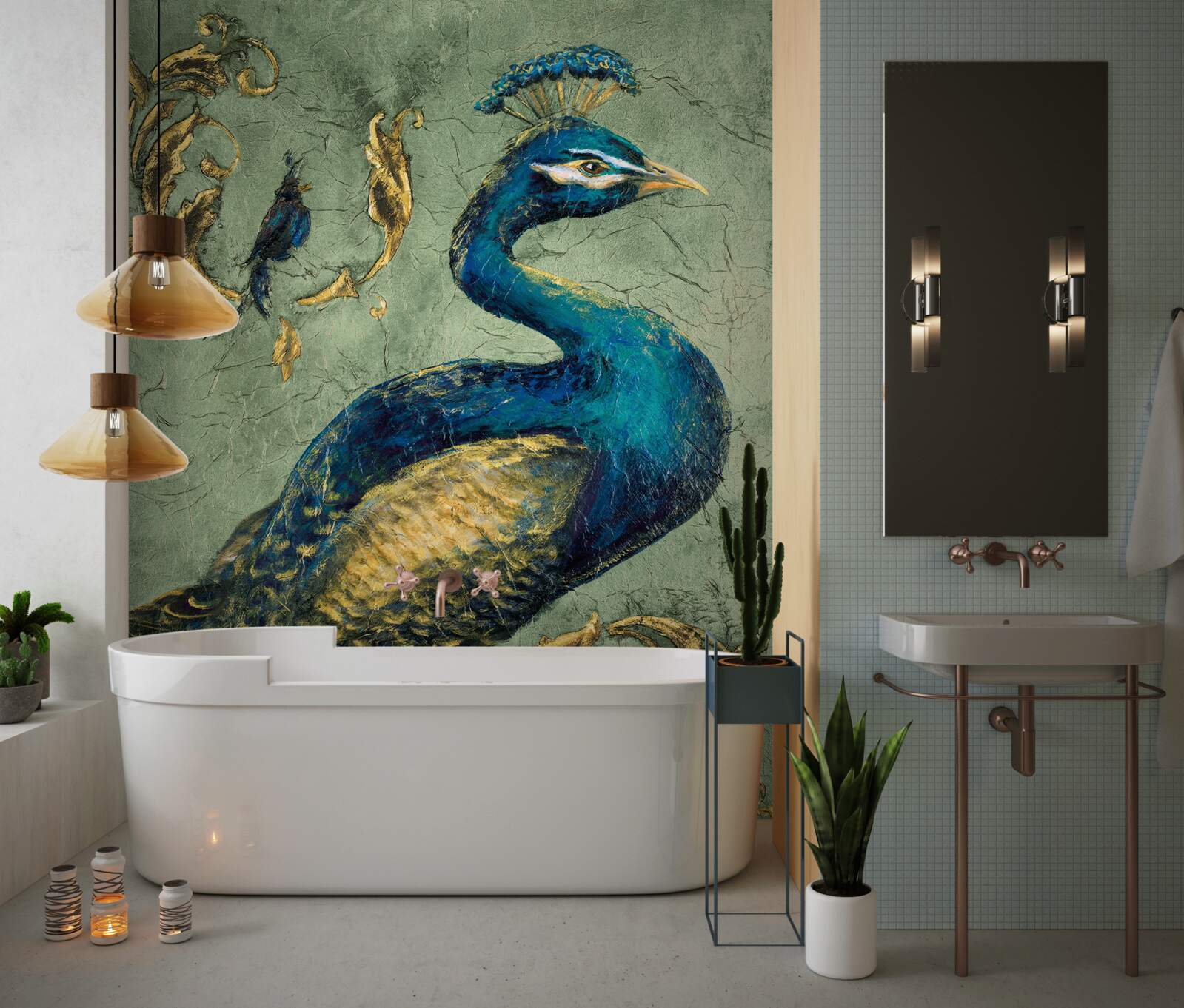 Papier peint paon d'une beauté étonnante