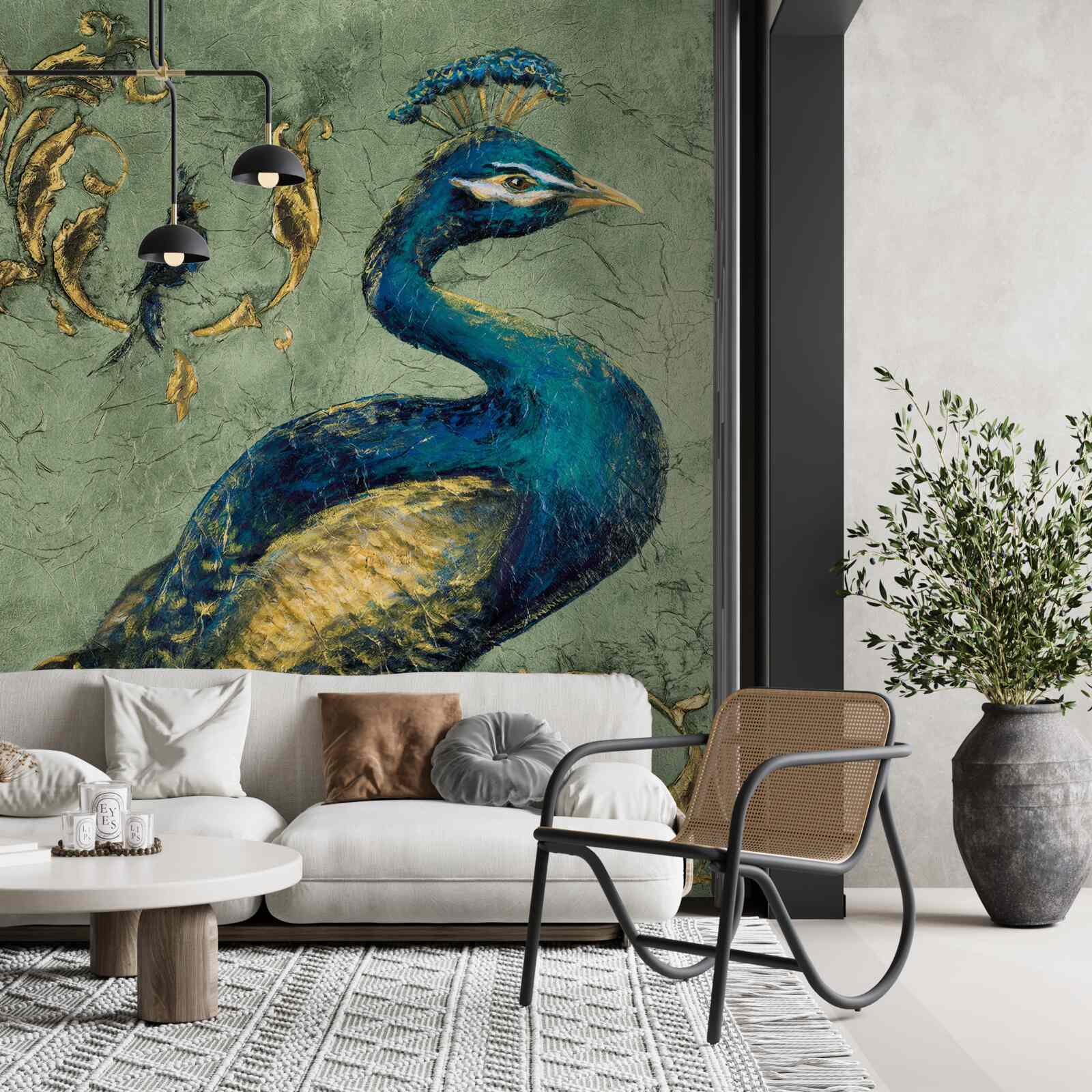 Papier peint paon d'une beauté étonnante