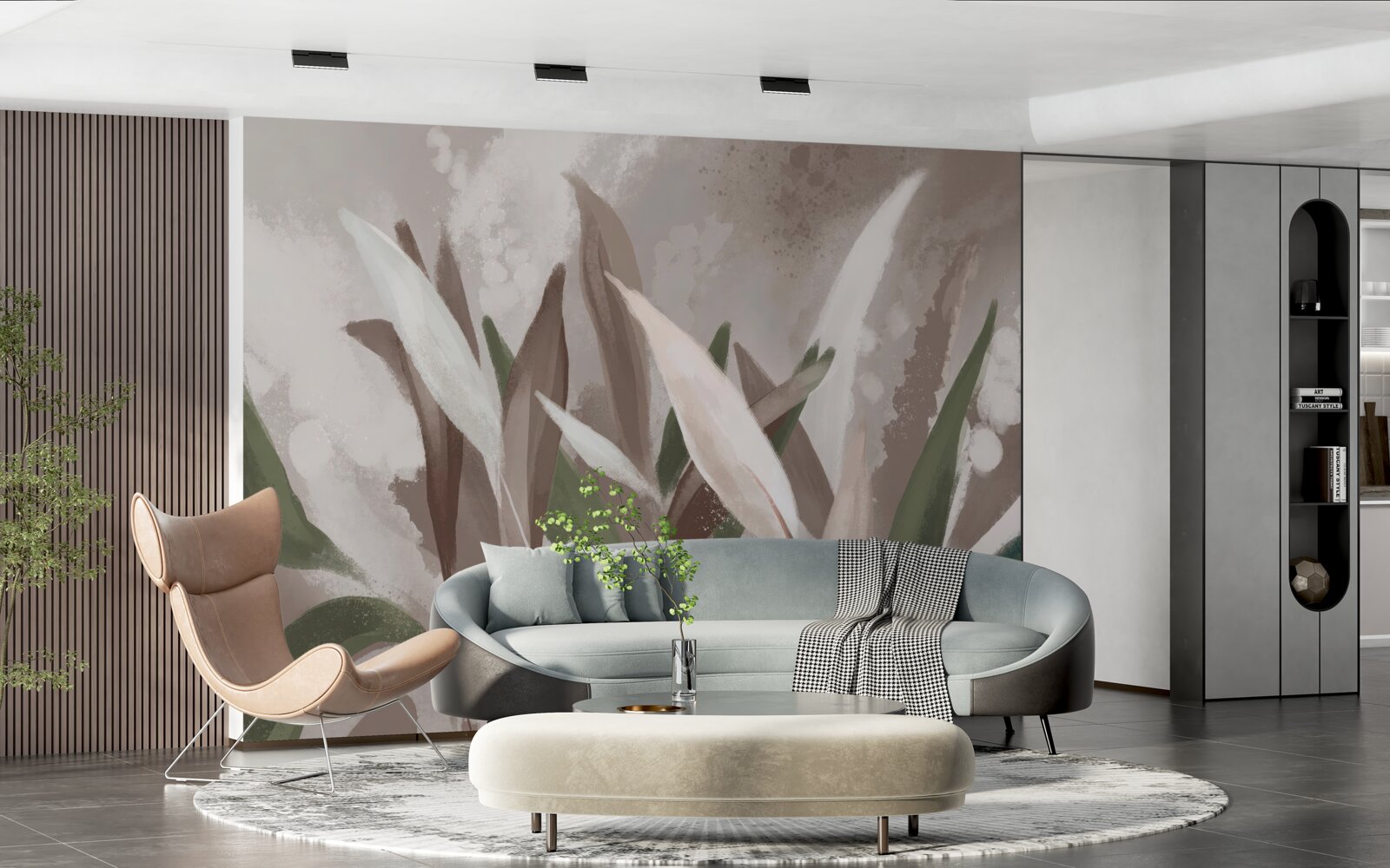 Papier peint des feuilles de différentes tailles et nuances