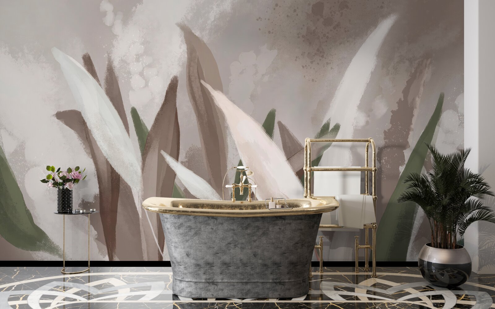 Papier peint des feuilles de différentes tailles et nuances