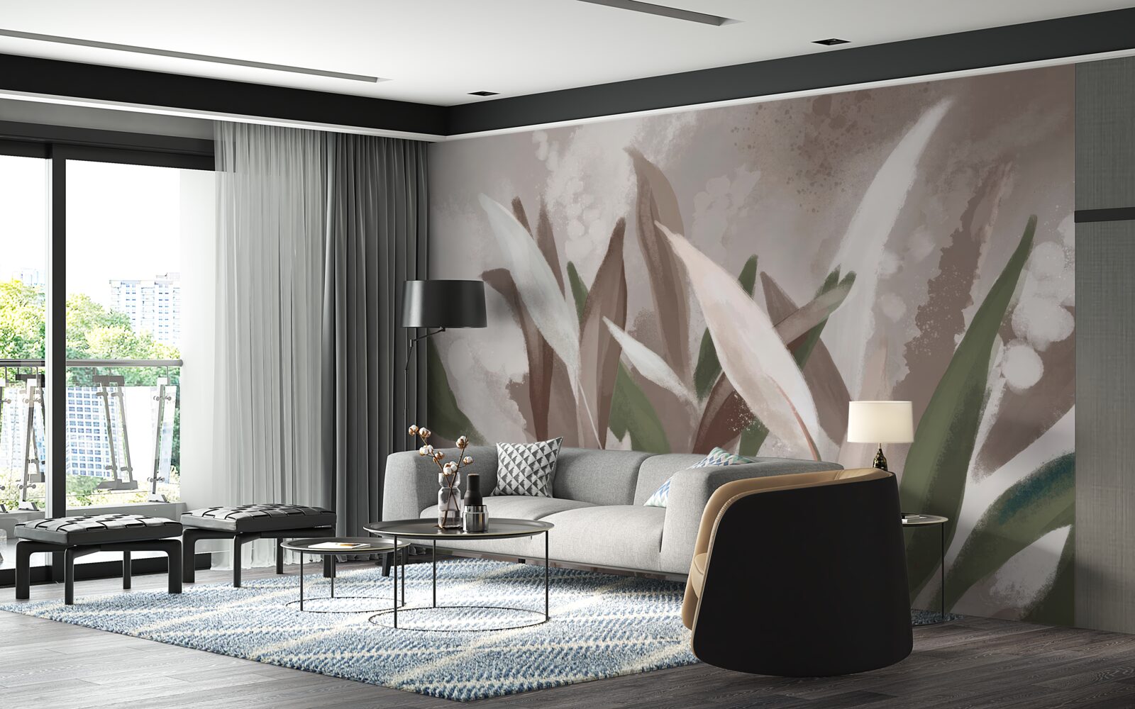 Papier peint des feuilles de différentes tailles et nuances